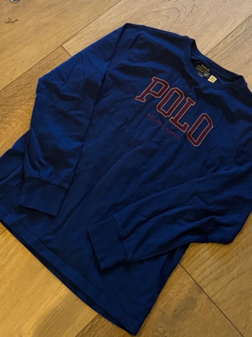 Like NEW Polo by Ralph Lauren Boys Navy Long Sleeve Tee with Red Logo